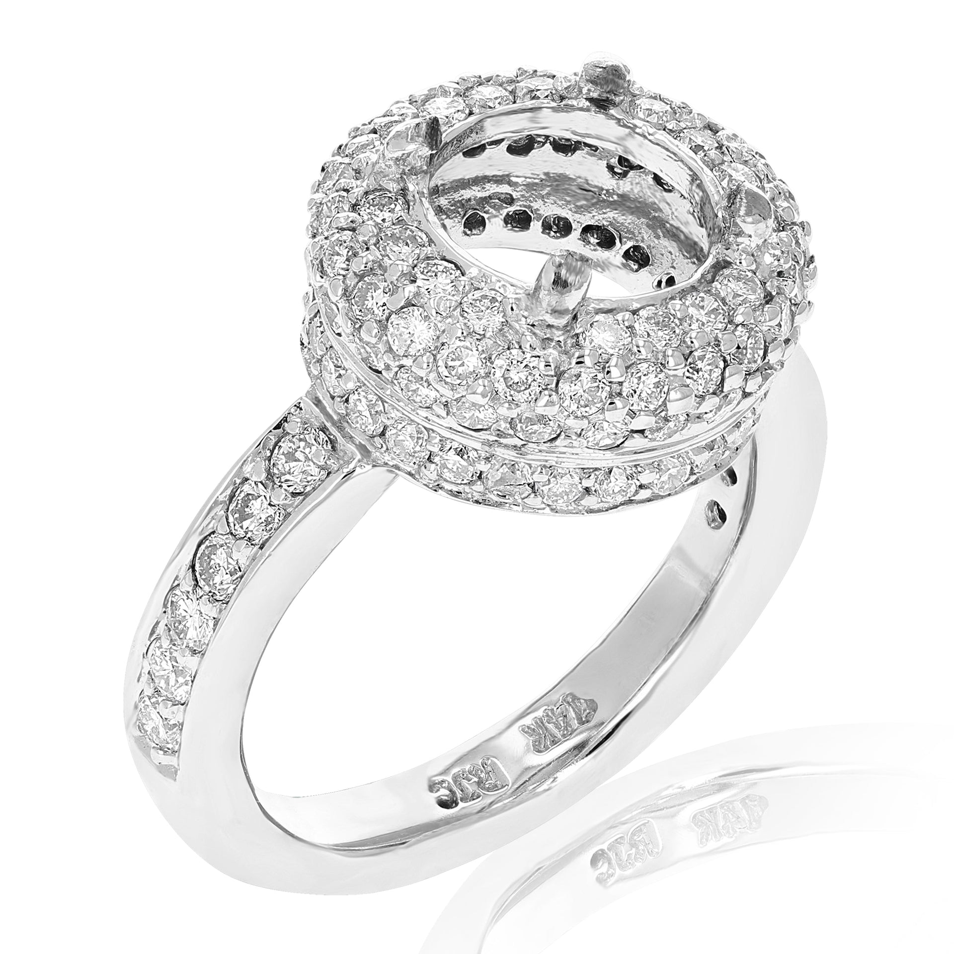 1 cttw Diamond Semi Mount Engagement Ring 14K White Gold Round Bridal