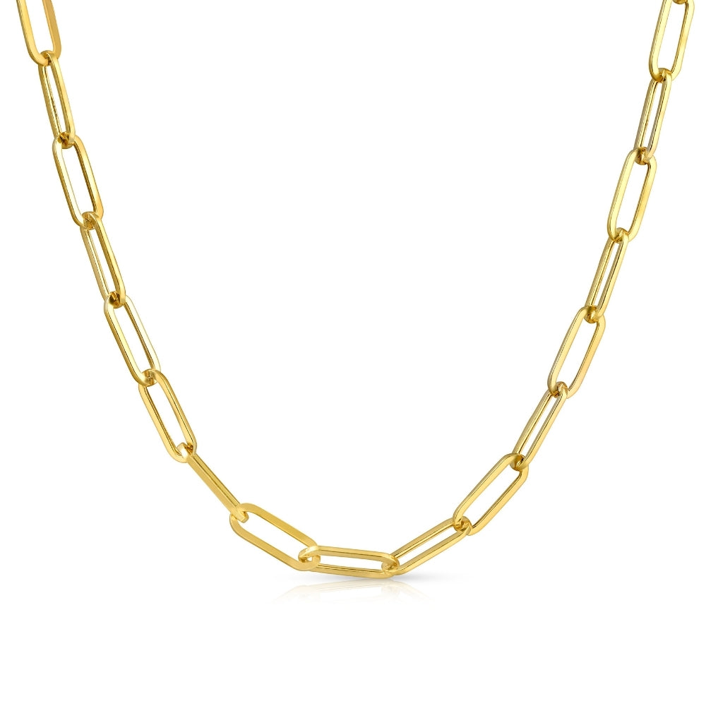 Solid 14k Yellow Gold 18' Clip Chain Necklace
