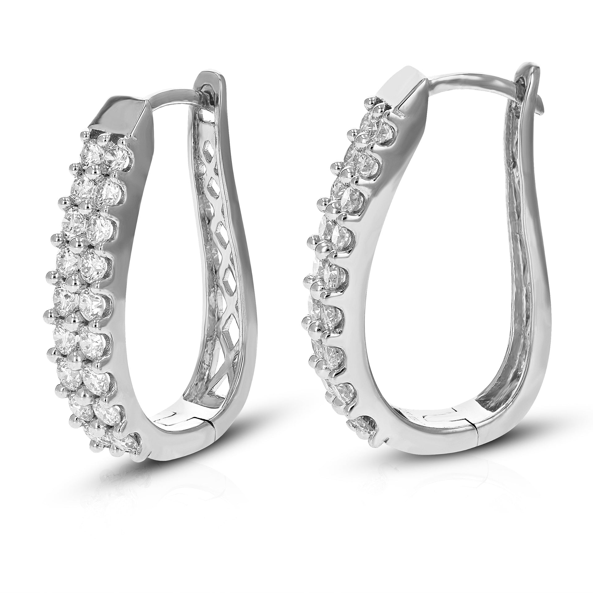 1.50 cttw Round Lab Grown Diamond hoop earrings .925 Sterling Silver Prong Set