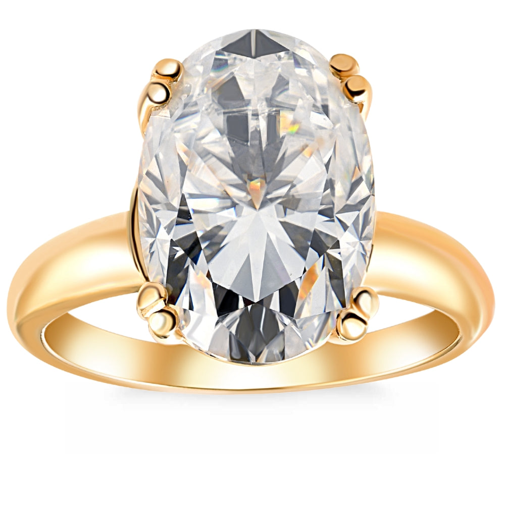 Certified 5.07Ct Oval 18k Yellow Gold Diamond Engagement Ring Lab Grown