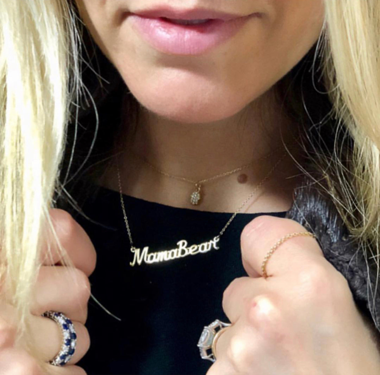 MamaBear Nameplate Necklace Yellow Gold