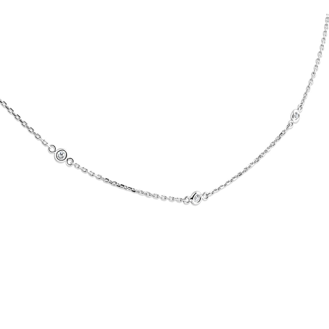 1/4ct Diamonds Bezel Station Necklace 18' 14K White Gold Women's