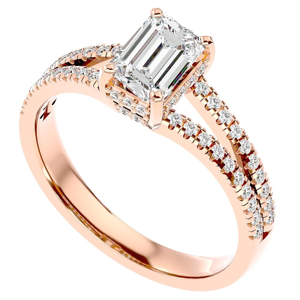 1 1/2 ct Emerald Cut Diamond Engagement Ring White, Yellow or Rose Gold Lab Grown