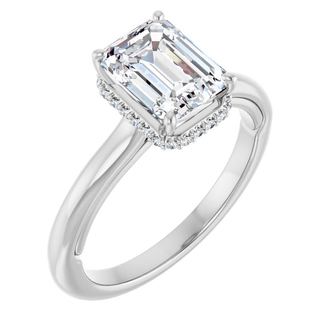 0.06Ct Emerald-Cut Lab-grown Diamond Ring in 14K White Gold