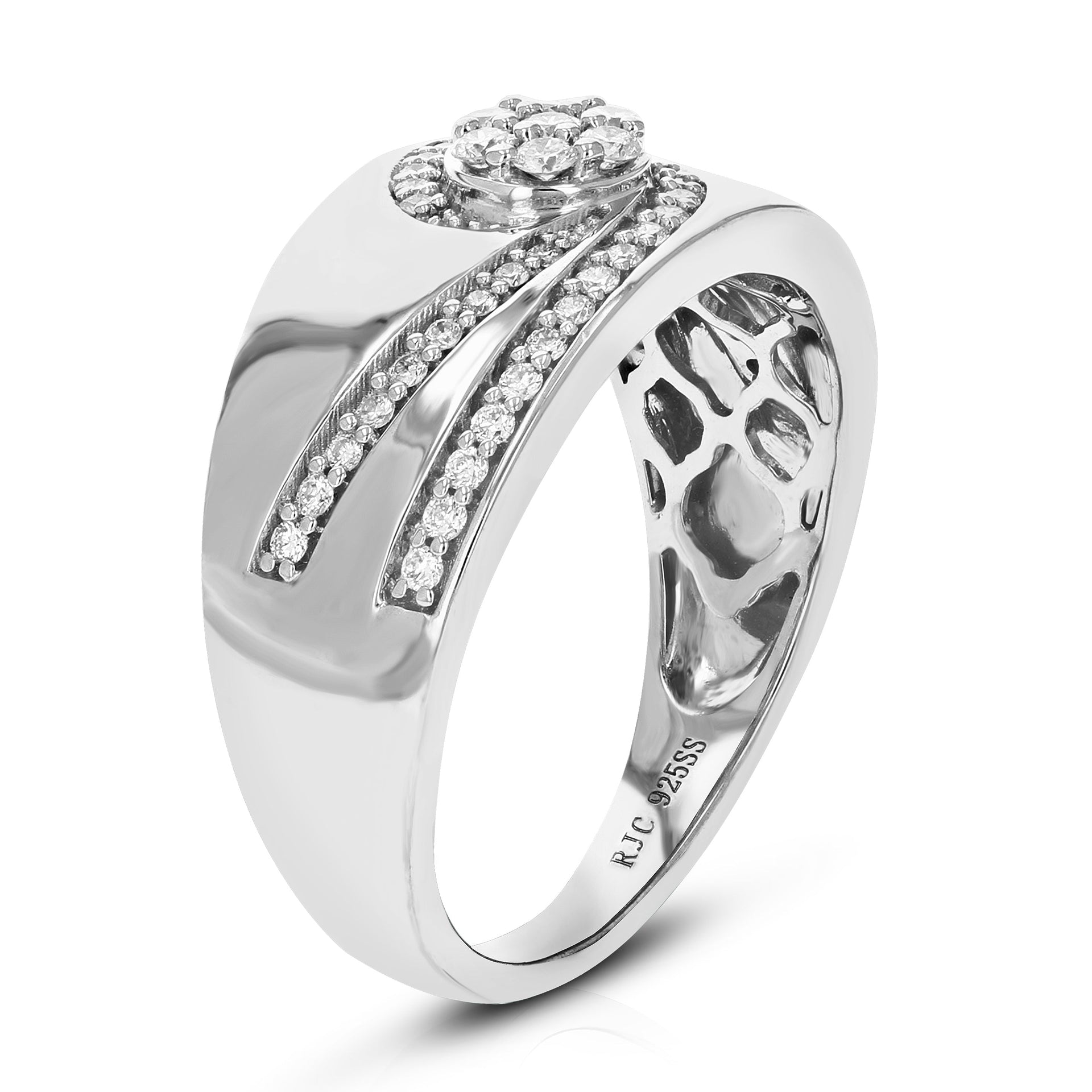 1/3 cttw Round Cut Lab Grown Diamond Wedding Band 53 Stones .925 Sterling Silver Prong Set