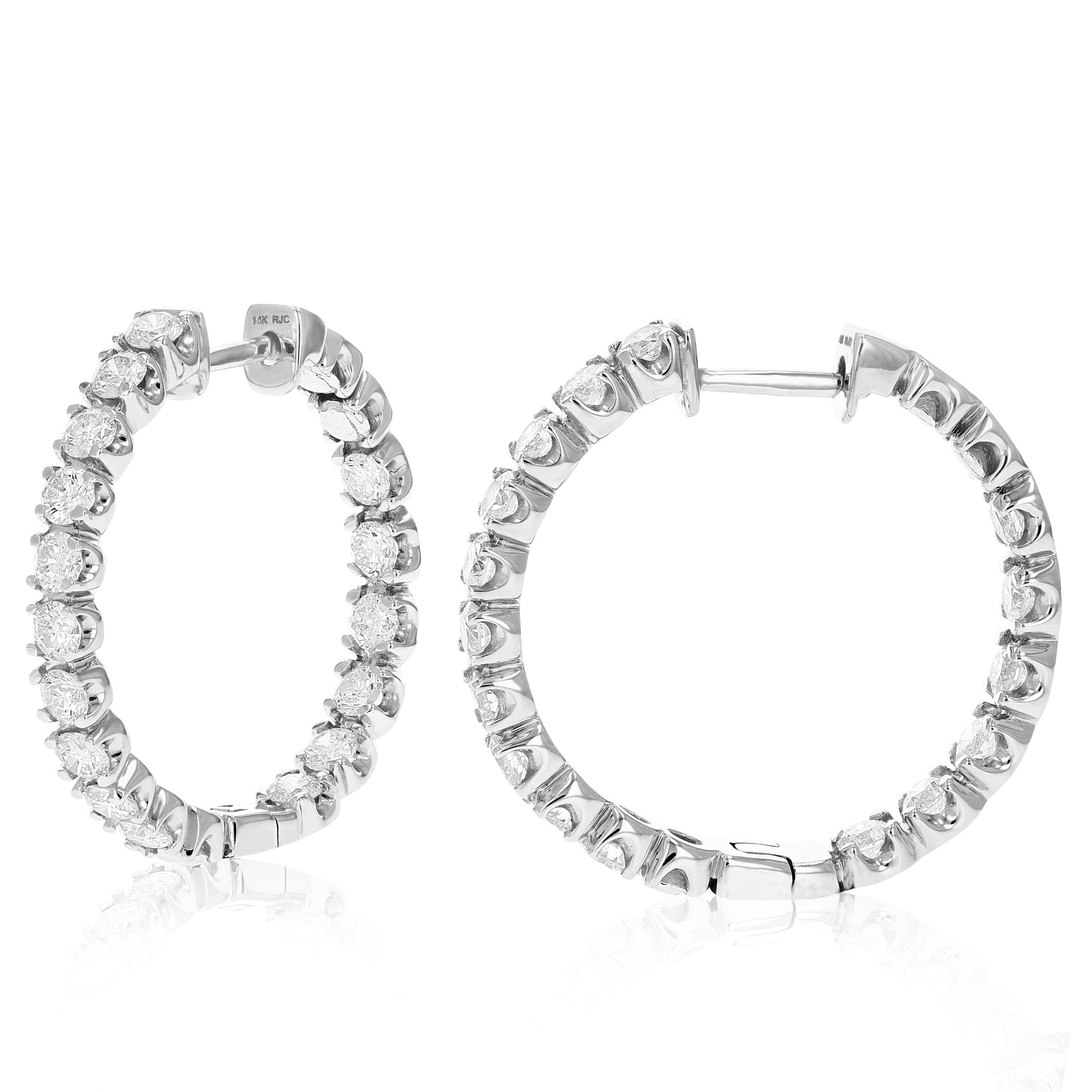 2.50 cttw 14K White Gold Diamond Hoop Earrings (I-J)