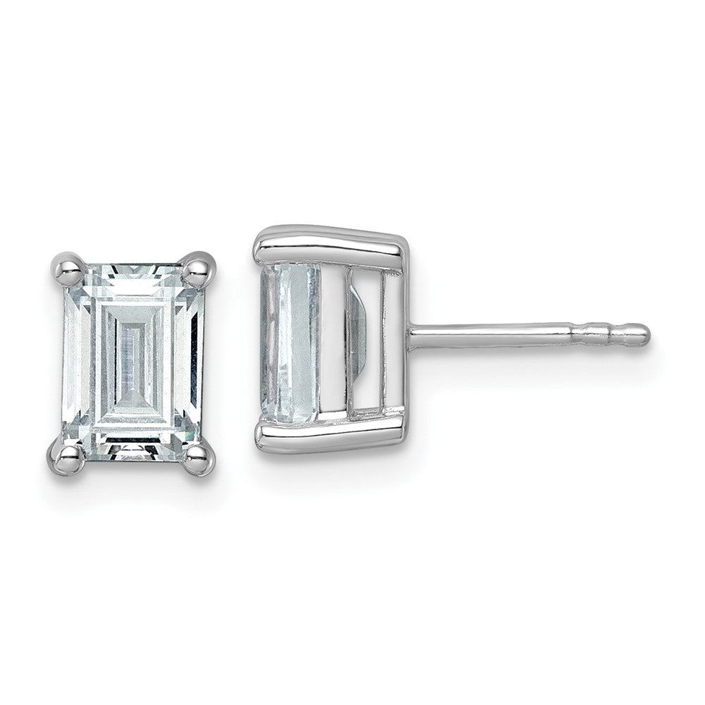 14k White Gold 3 CTW Lab Grown Diamond Emerald Stud Earrings