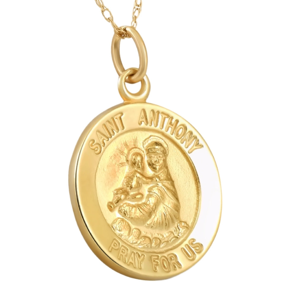 14k Yellow Gold St. Anthony Medal Pendant .5' Tall 1.5 Grams