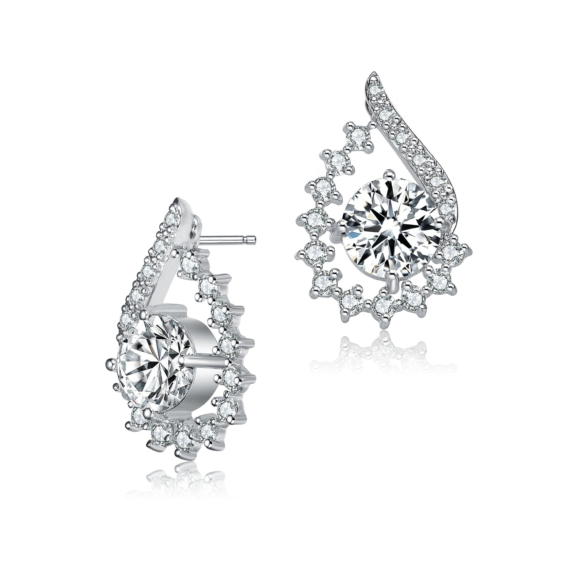 Sterling Silver Cubic Zirconia Pear Shape Earrings
