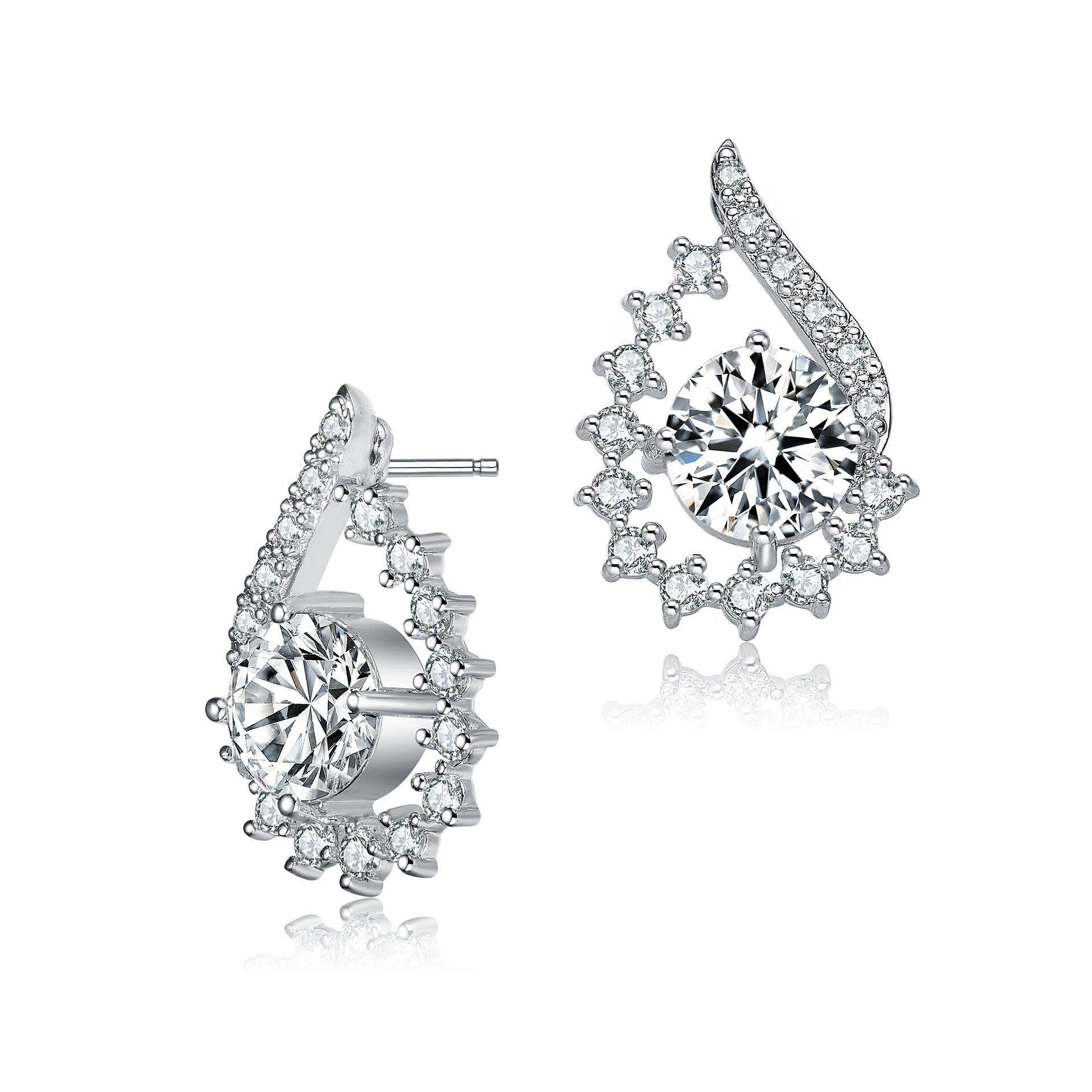 Sterling Silver Cubic Zirconia Pear Shape Earrings