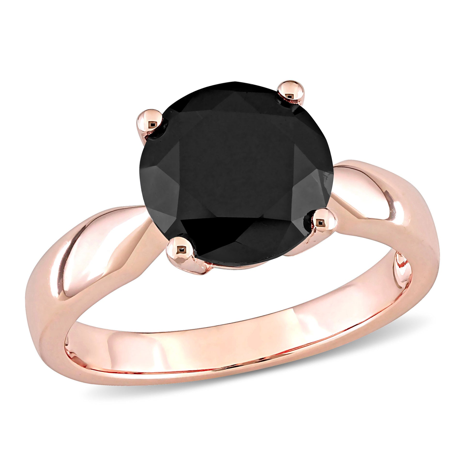 Mimi & Max 3ct TW Black Diamond Solitaire Engagement Ring 10k Rose Gold