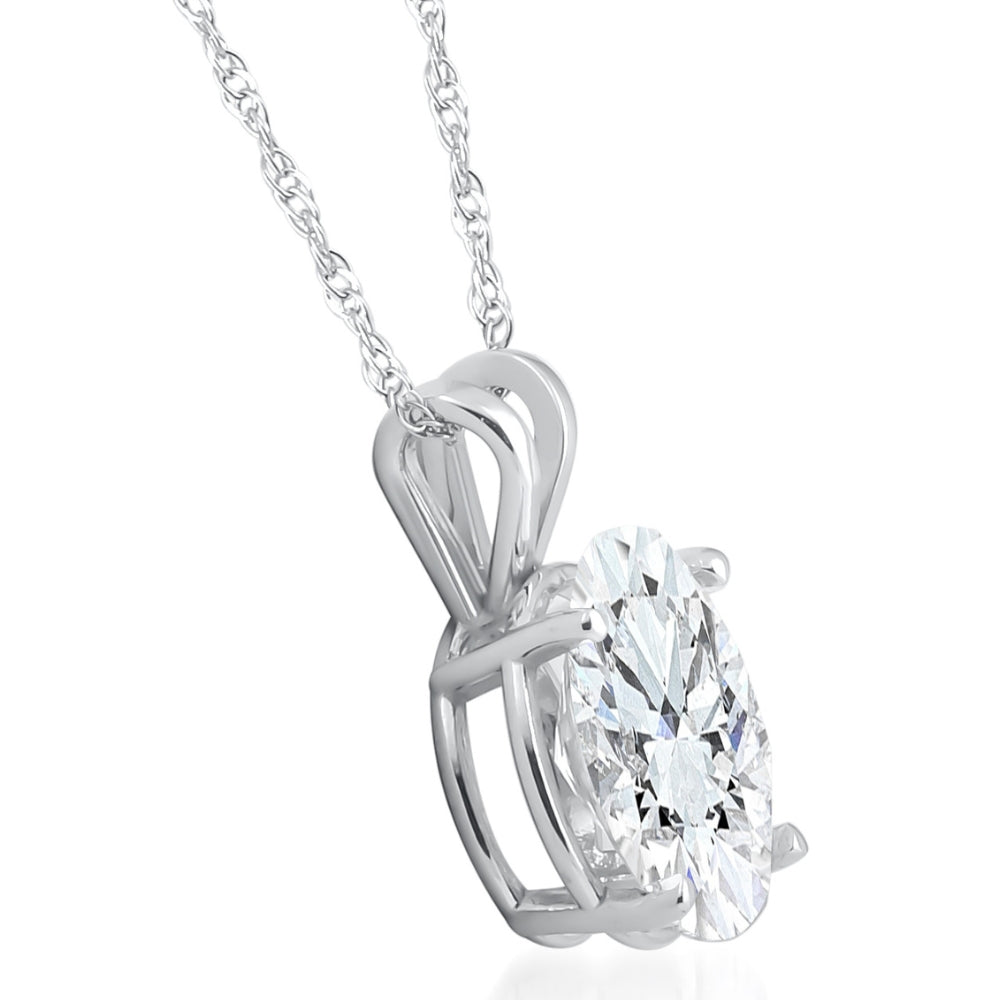G/VS 2 ct Oval Diamond Solitaire Certified Lab Grown Diamond Pendant Necklace