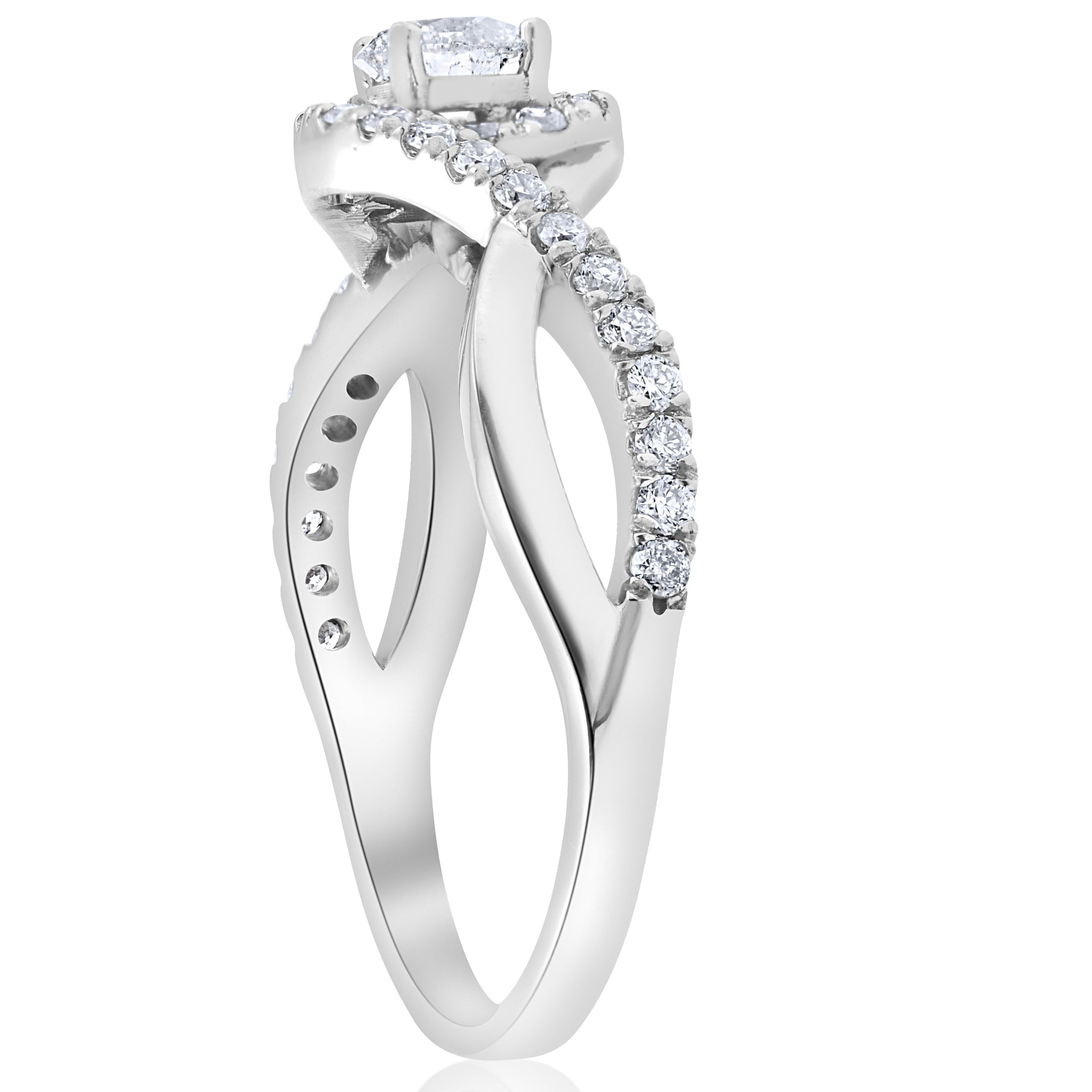 1 cttw Diamond Halo Infinity Engagement Ring 10k White Gold