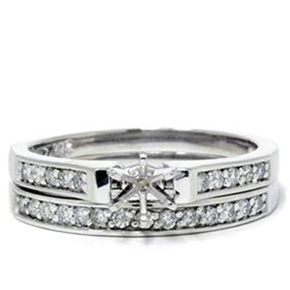 Platinum 1/3ct SI Diamond Engagement Ring Setting Set