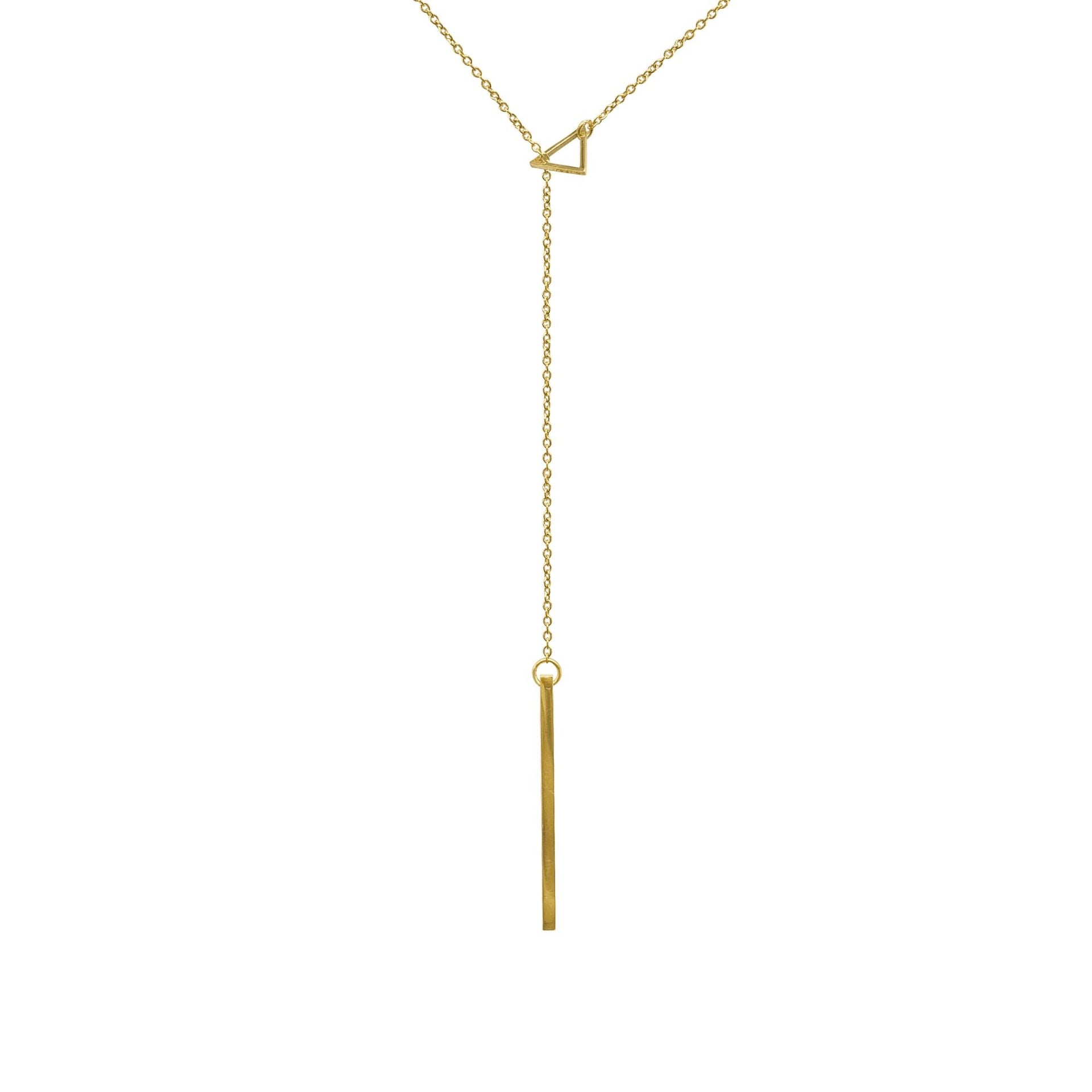 14k Gold Plated Triangle Lariat Necklace