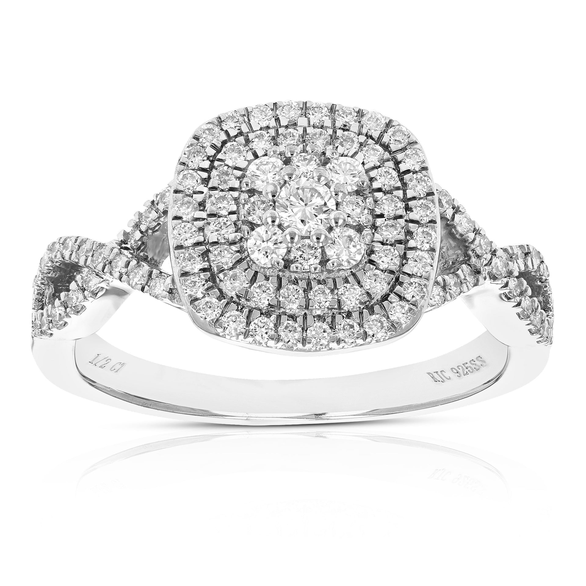 1/2 cttw Round Cut Lab Grown Diamond Prong Set Wedding Engagement Ring .925 Sterling Silver