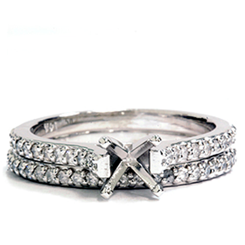 1/2 CT Diamond Matching Engagement Wedding Set Setting