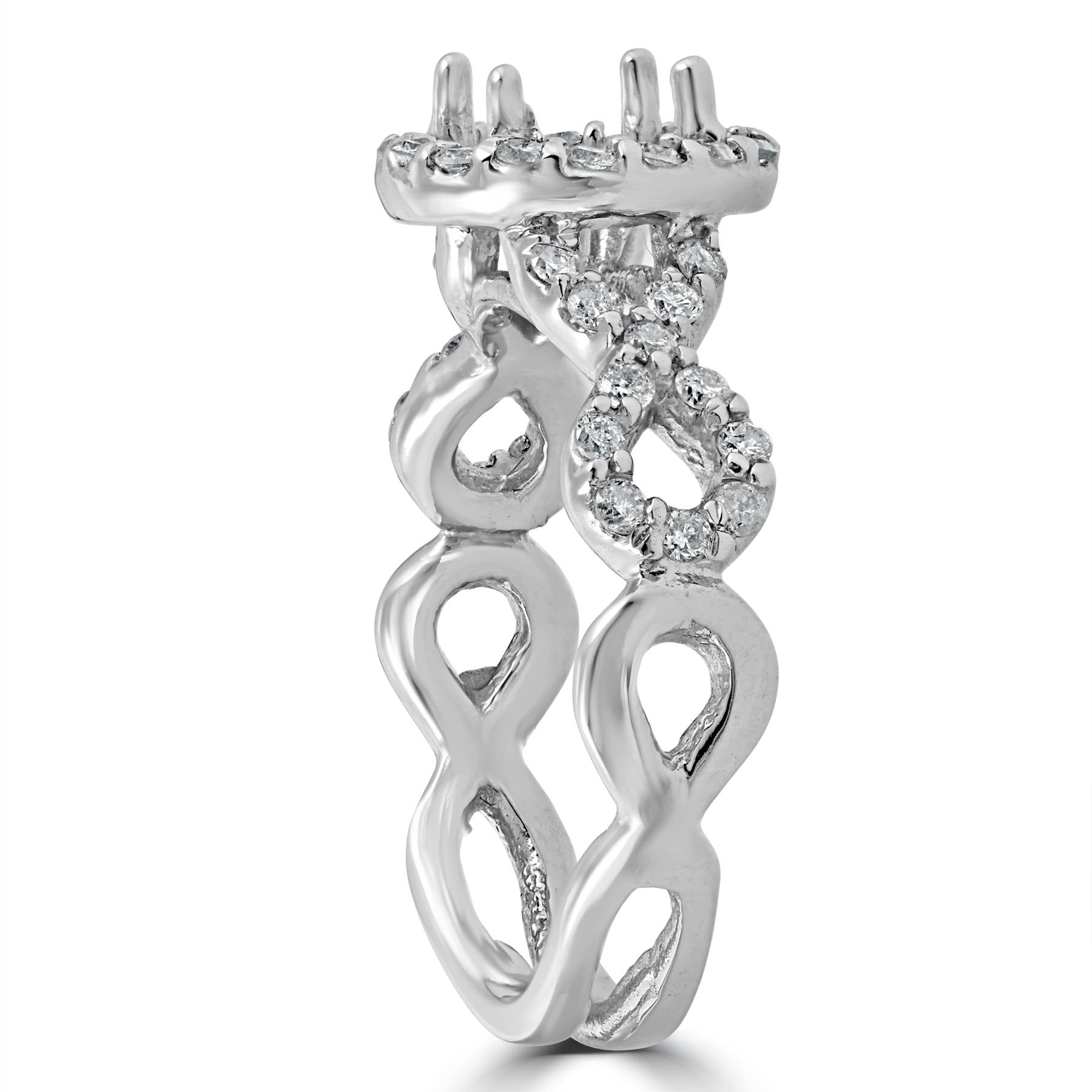 3/4ct Pave Halo Diamond Ring 14K White Gold