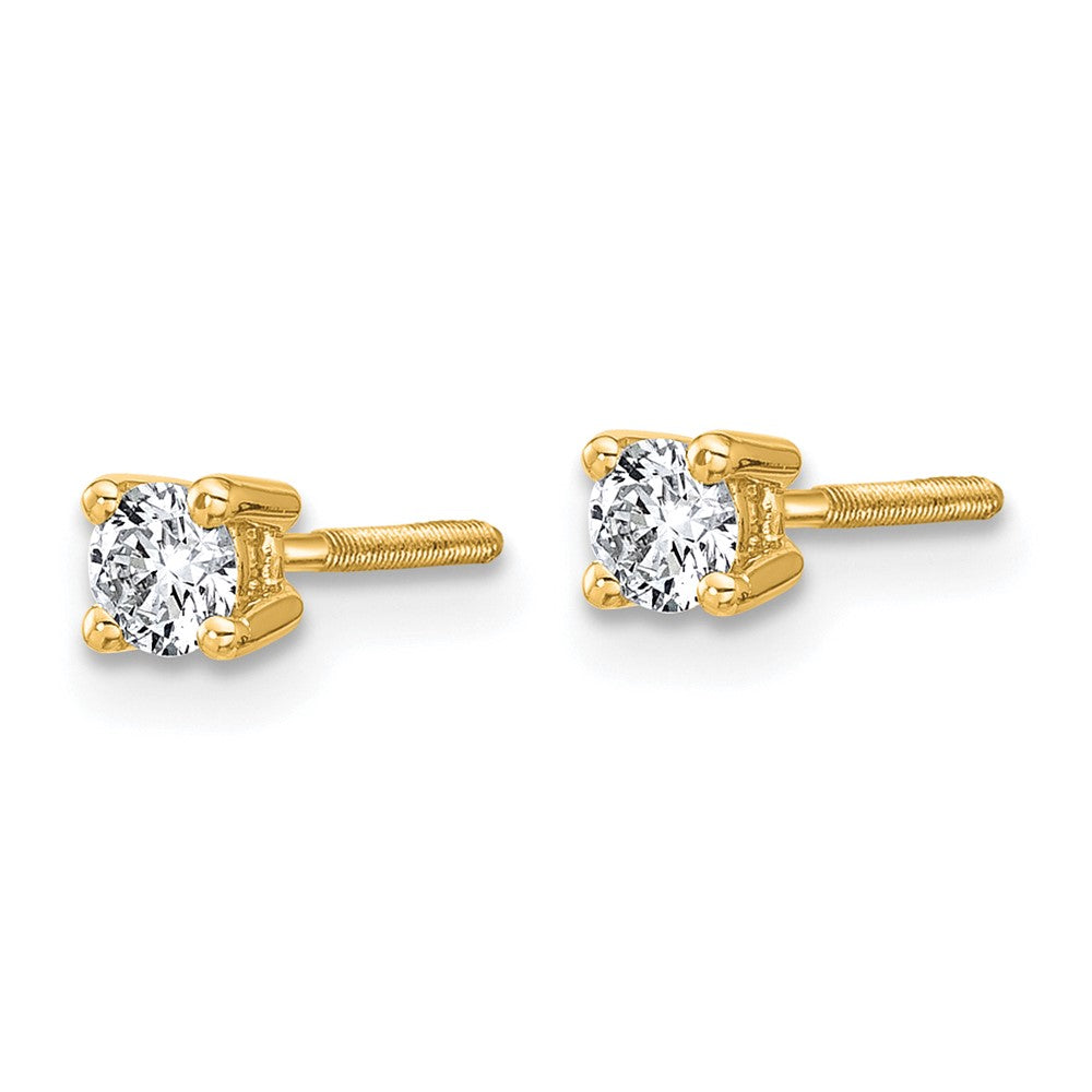 14k Yellow Gold 1/4 CT Round Lab Grown Diamond Stud Earrings Screw Back VS Clarity G-H Color