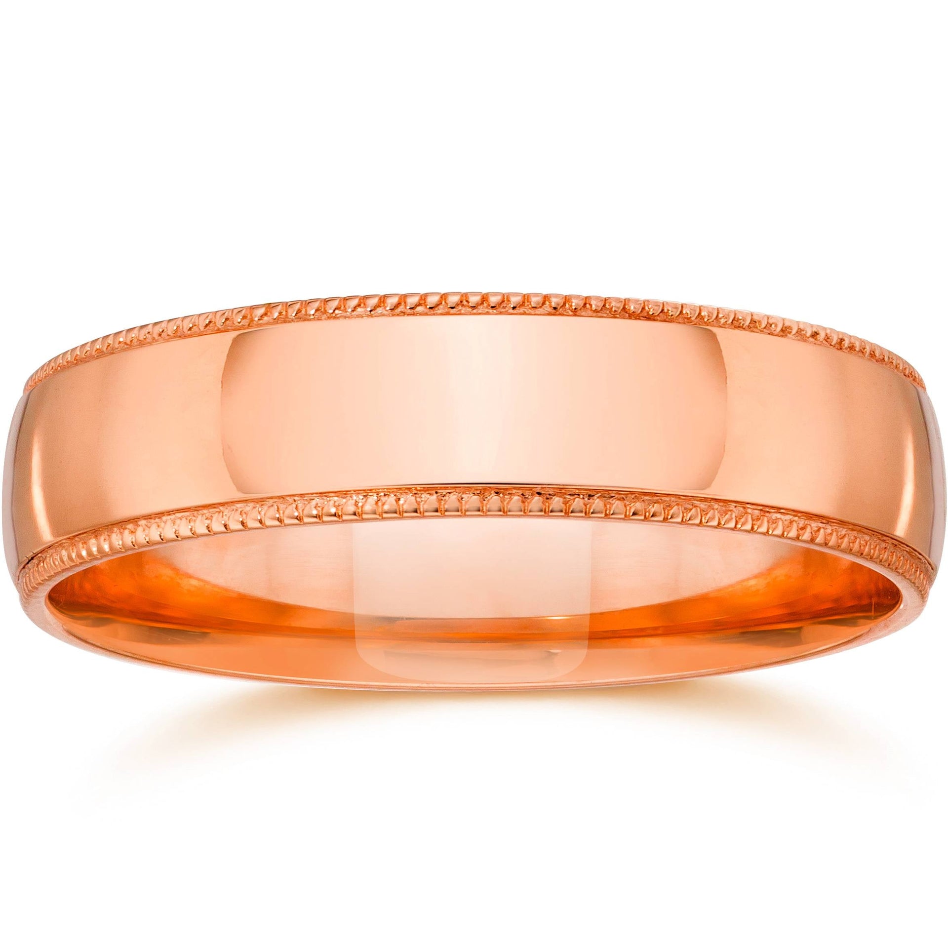 4mm Milgrain 14K Rose Gold Polished Wedding Band Size Selectable