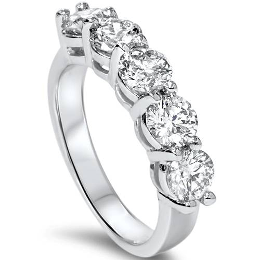 2 1/2Ct Five Stone Lab Grown Diamond Wedding Ring 14k White Gold