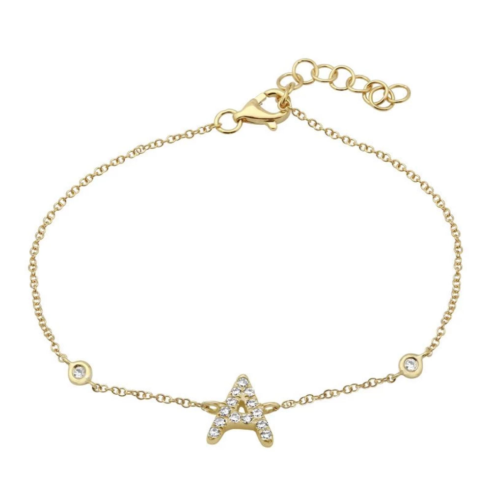 Gold Initial Diamond Bracelets