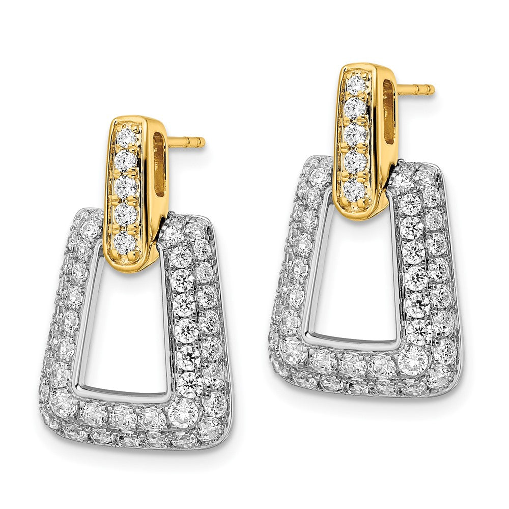 14k Two-tone Gold 1 3/4 CT Lab Grown Diamond Fancy Dangle Earrings VS Clarity D-E Color