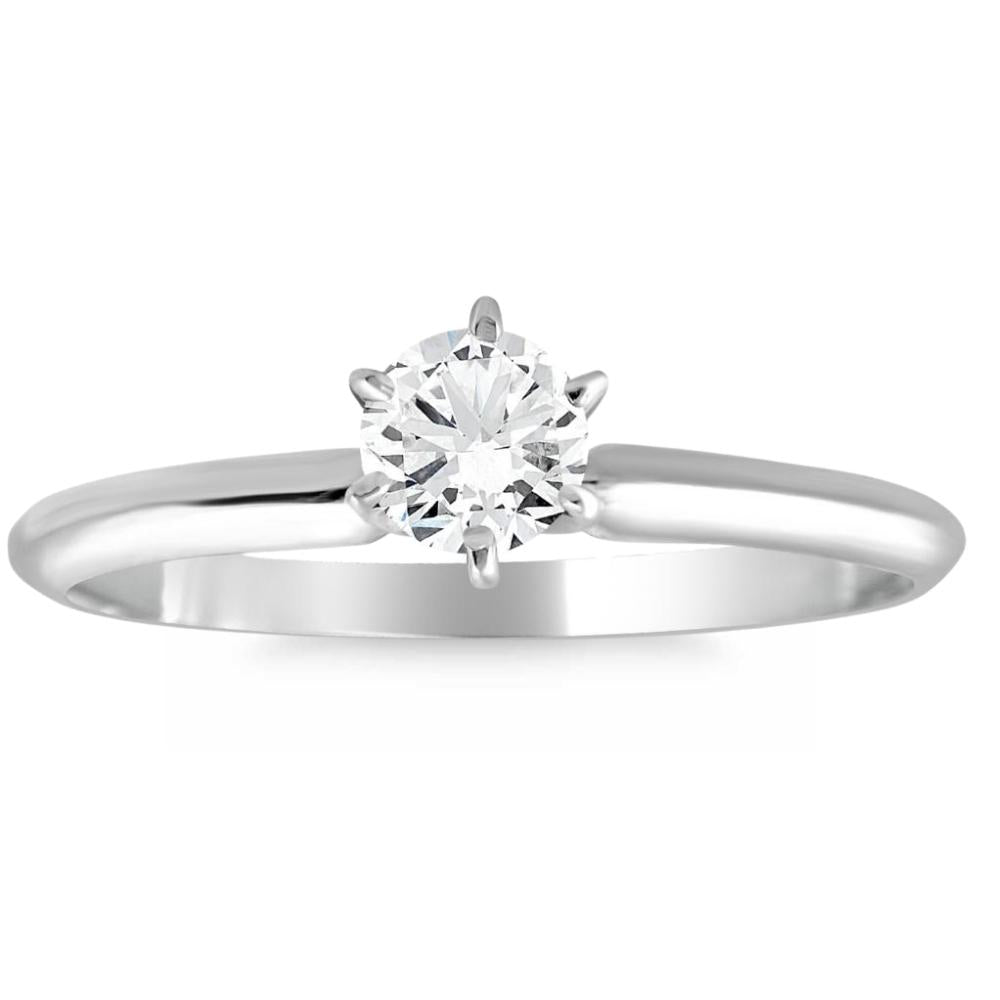 1/3Ct Solitaire Round Cut Diamond Engagement Ring in 14k Gold Lab Grown