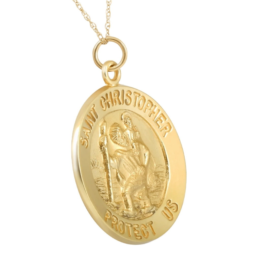 14k Yellow Gold St. Christopher Medal Pendant 1' Tall 3.5 Grams