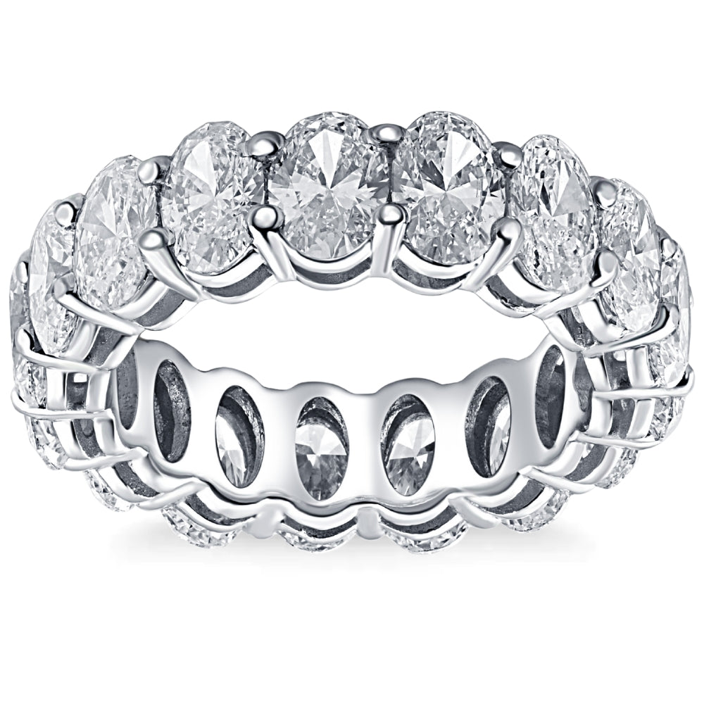 6 Ct Oval Moissanite Eternity Ring Womens Wedding Band 10k White Gold