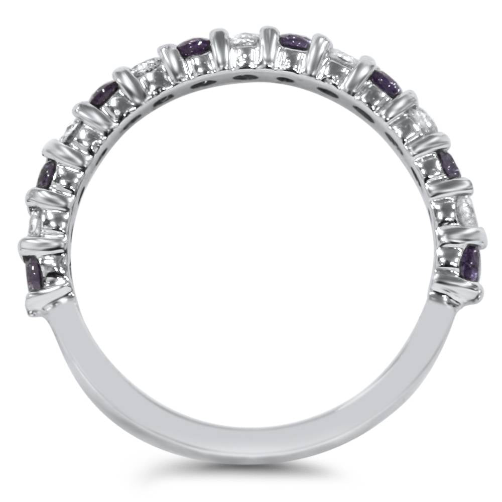 1/2ct Alexandrite & Diamond Half Eternity Ring 14K White Gold SZ5 (not Enhanced) 5