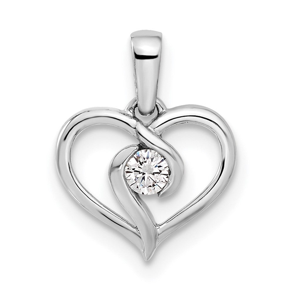 14K White Gold Lab Grown Diamond Heart Pendant (0.1ct VS G-H)