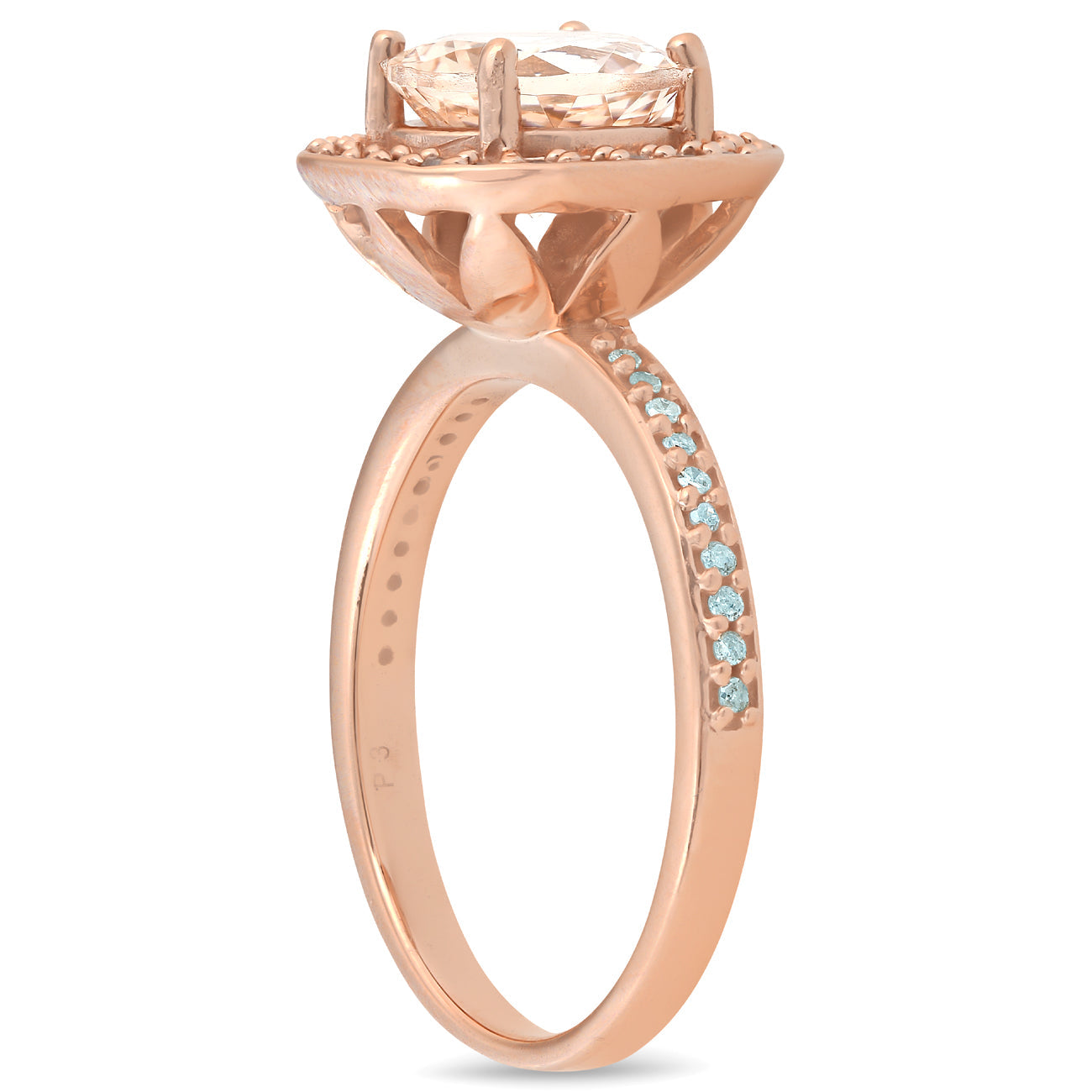 2 Ct Morganite & Diamond Cushion Halo Engagement Ring 14k Rose Gold