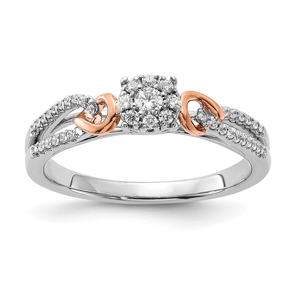 14k Two-tone Lab Grown Diamond Wedding Band Ring 1/5ct Clarity- VS Color- G-H