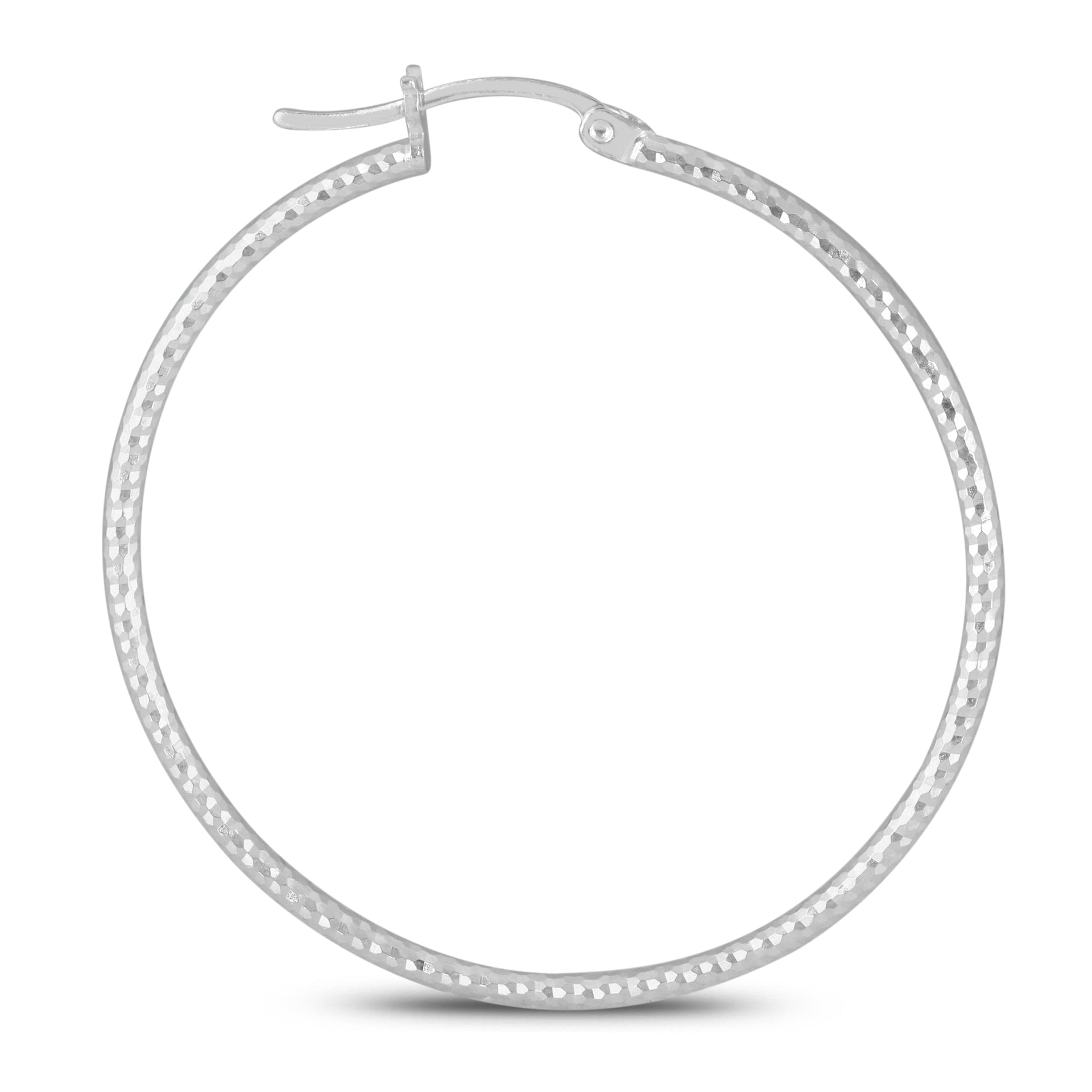 Diamond Cut 40Mm Hoop Earrings In .925 Sterling Silver
