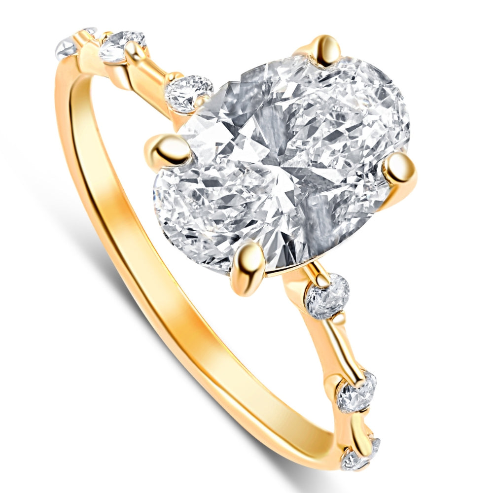 Certified 2 3/4 ct TW Oval Diamond Engagement Ring Lab Grown 14k Gold