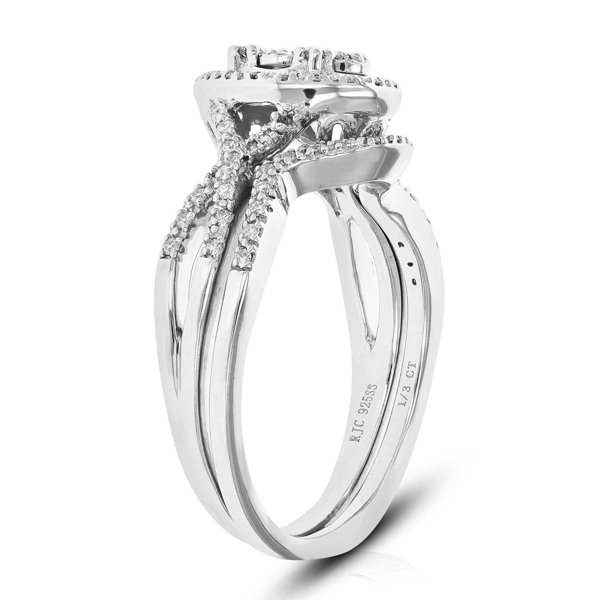 1/3 Cttw Lab Created Diamond Wedding Bridal Set Sterling Silver Prong