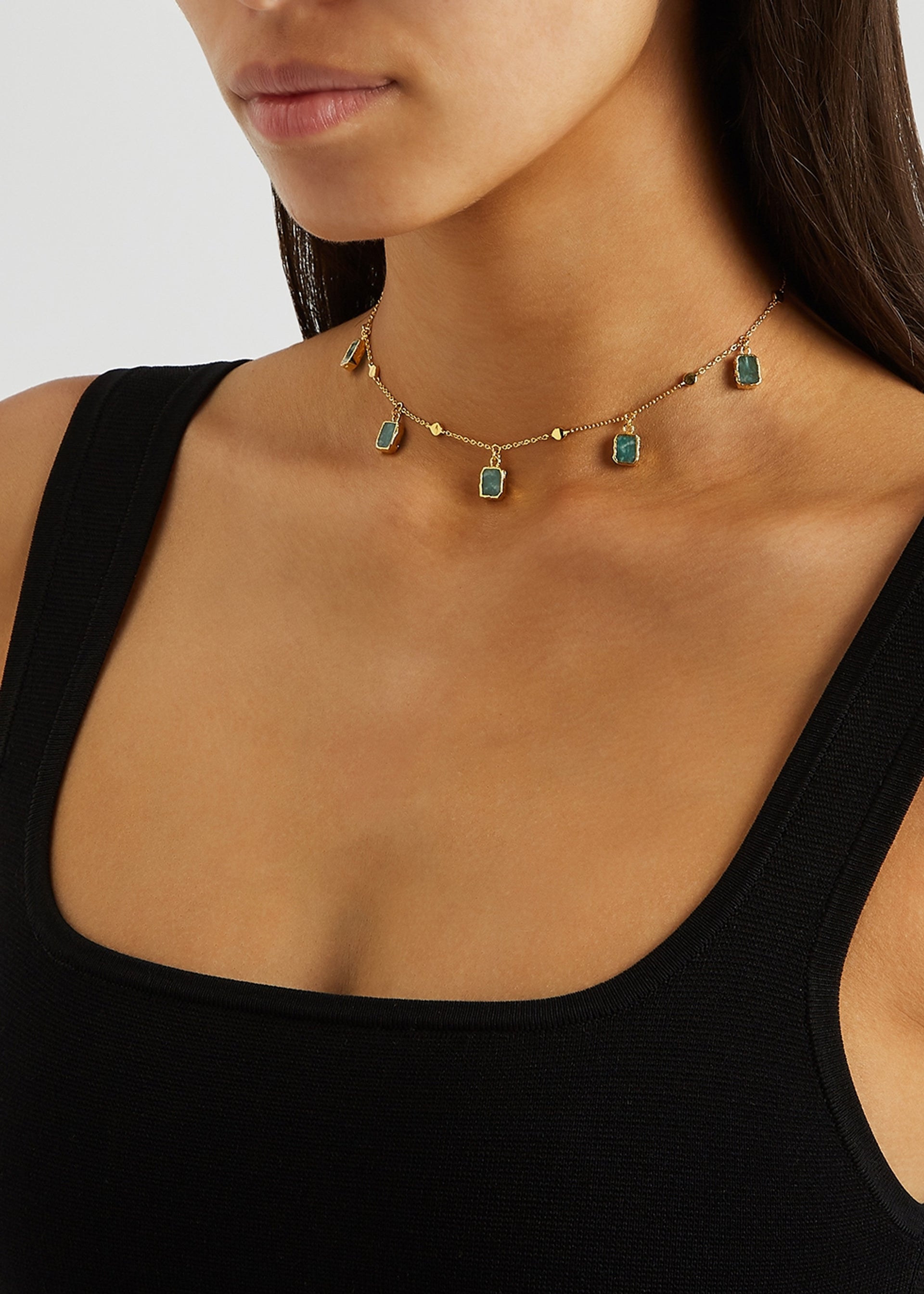 Amazonite Lena 18kt gold vermeil choker
