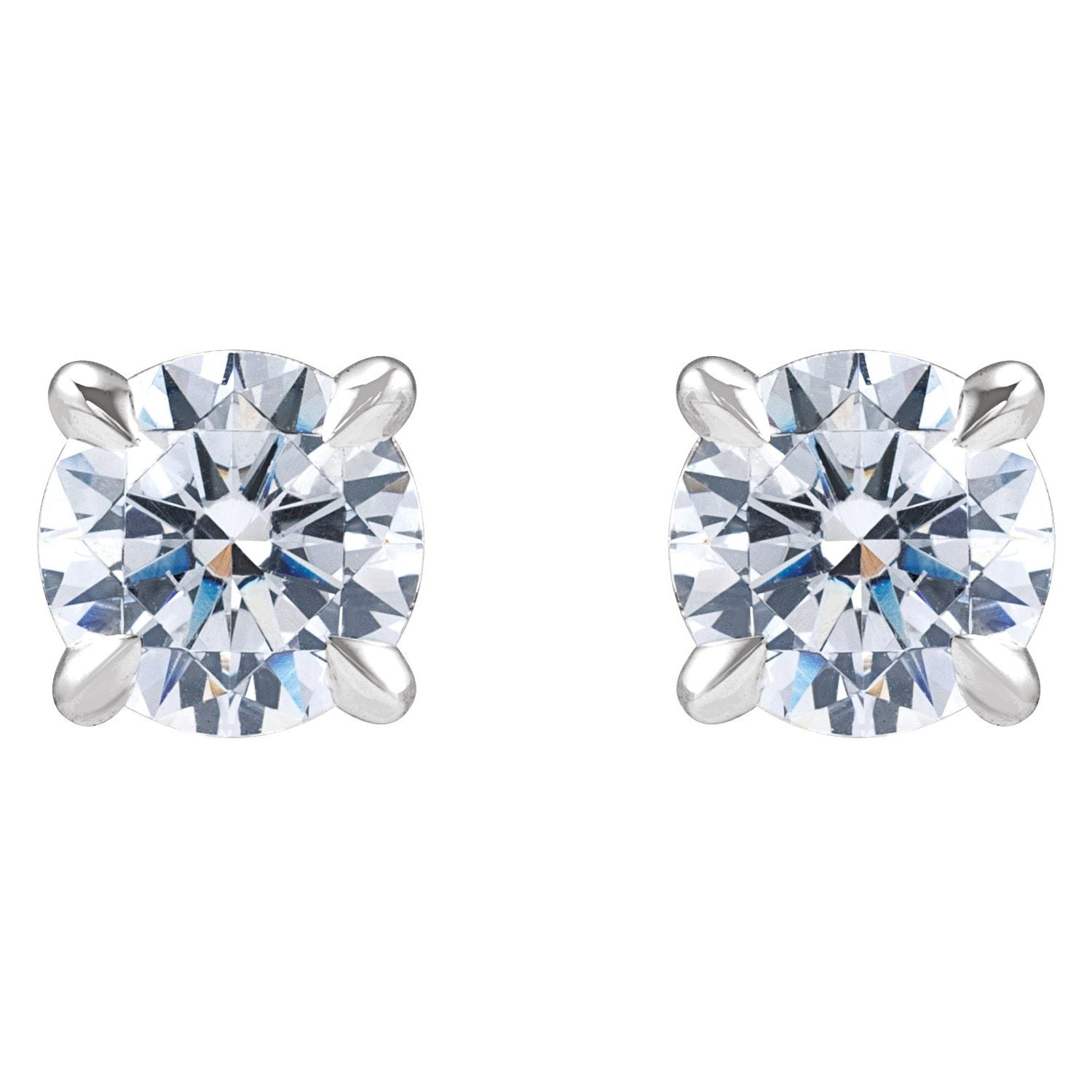 14K White Gold 1ct Lab-grown Diamond Cocktail Stud Earrings Clarity SI Color G-H