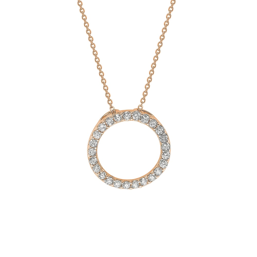 Suzy Levian 14K Rose Gold .50 cttw Diamond Circle Pendant