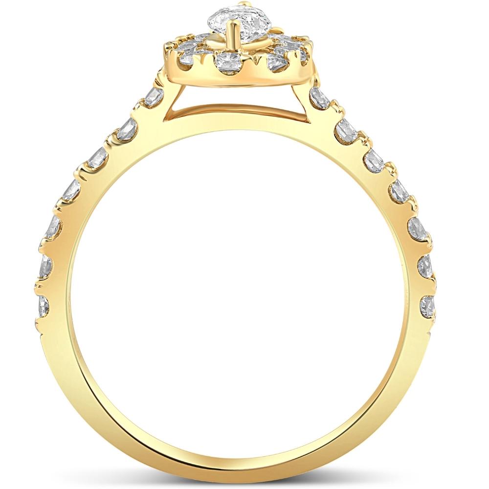 1Ct TW Marquise Diamond Halo Engagement Ring in White, Yellow, or Rose Gold