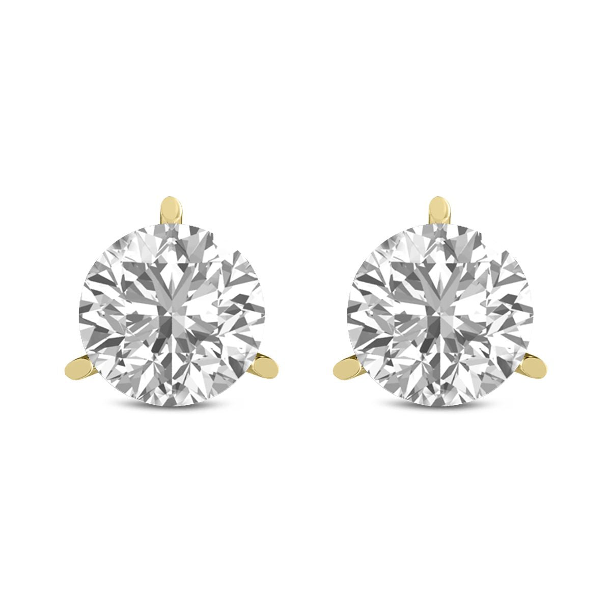 Diana M Lab 4.0ct TW 3 prong Martini Studs Earring in 14kt YELLOW Gold
