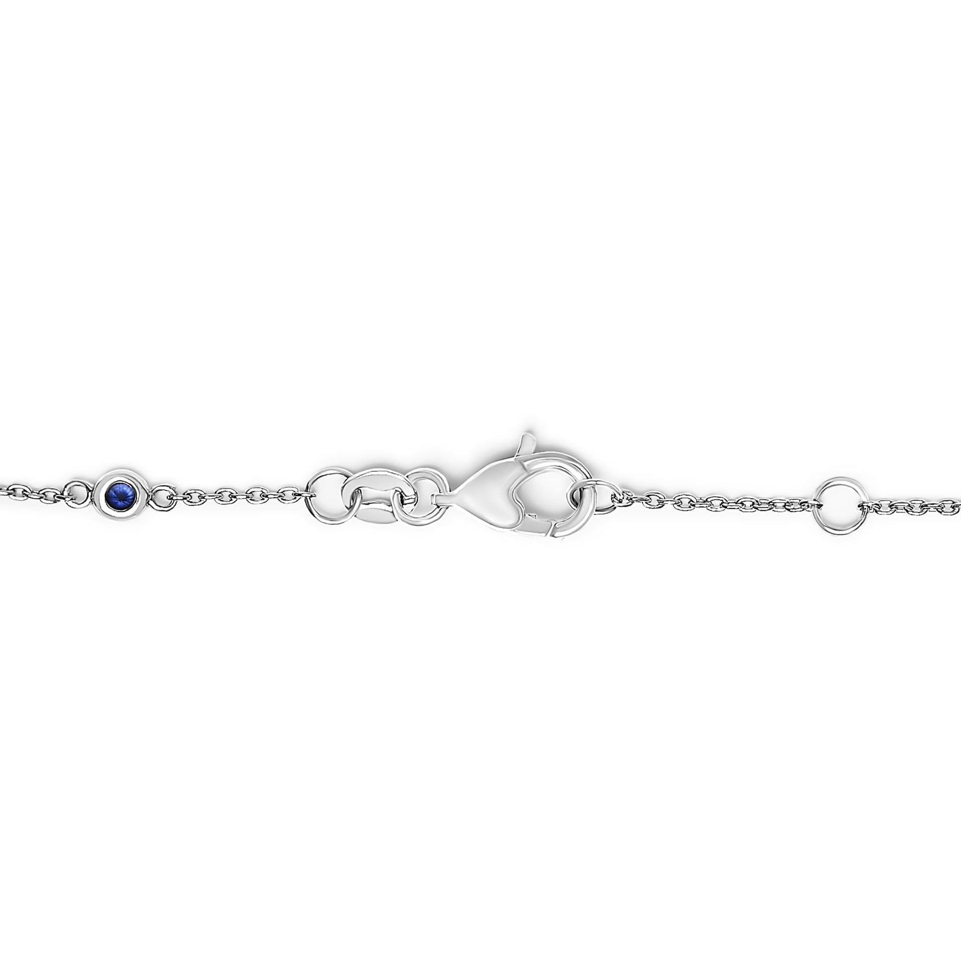 14K White Gold Alternating Blue Sapphire and White Diamond Bezel Station Chain Bracelet (I-J Color, SI2-I1 Clarity) - 8' Inches