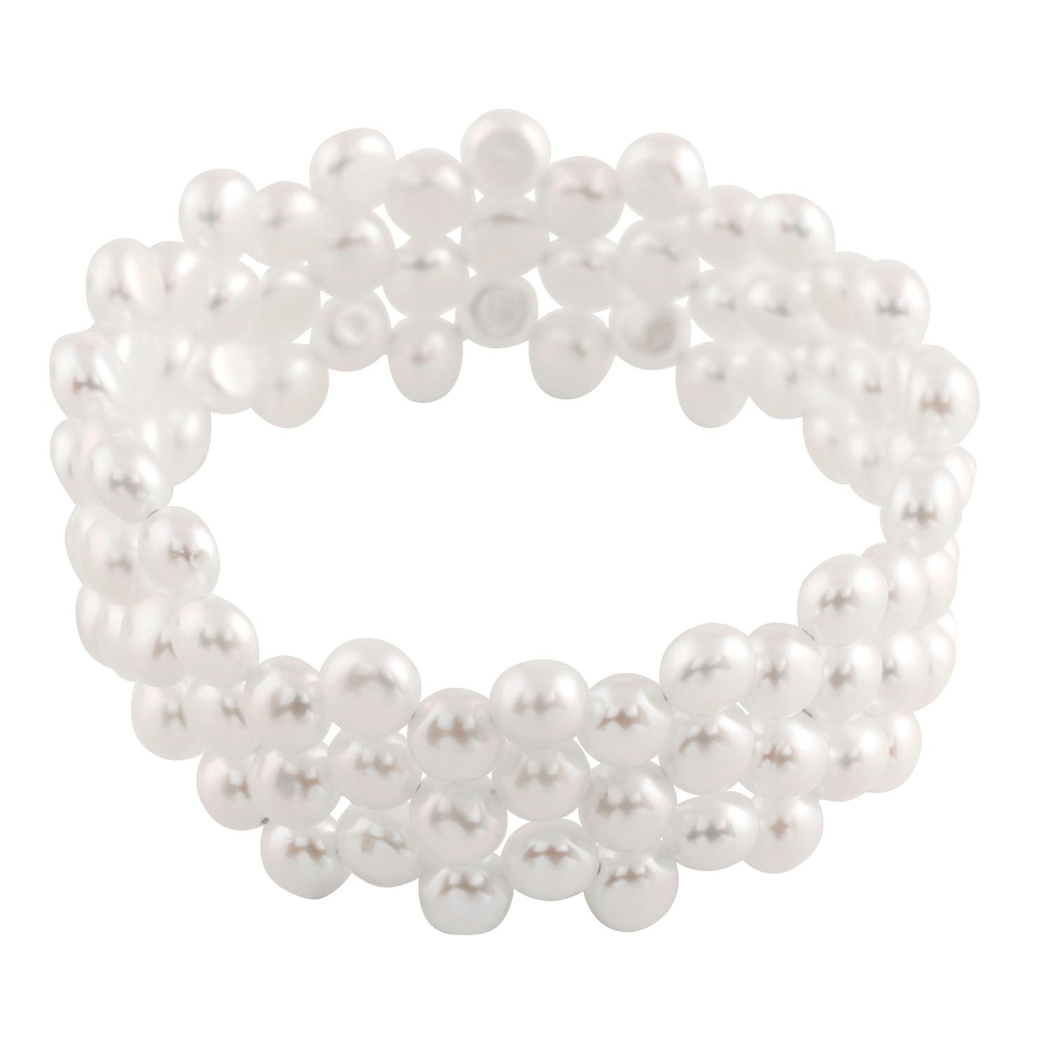 Triple Row White 7-8mm freshwater Pearl Coil Bracelet