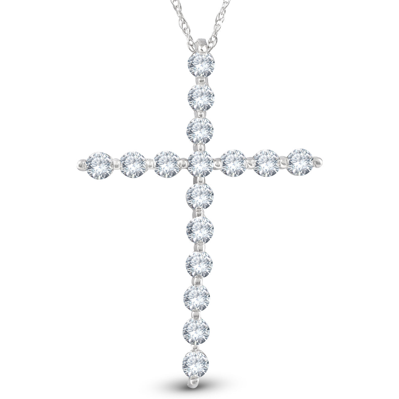 5/8 Ct Diamond Cross Pendant Necklace 18' 10k White Gold 1' Tall