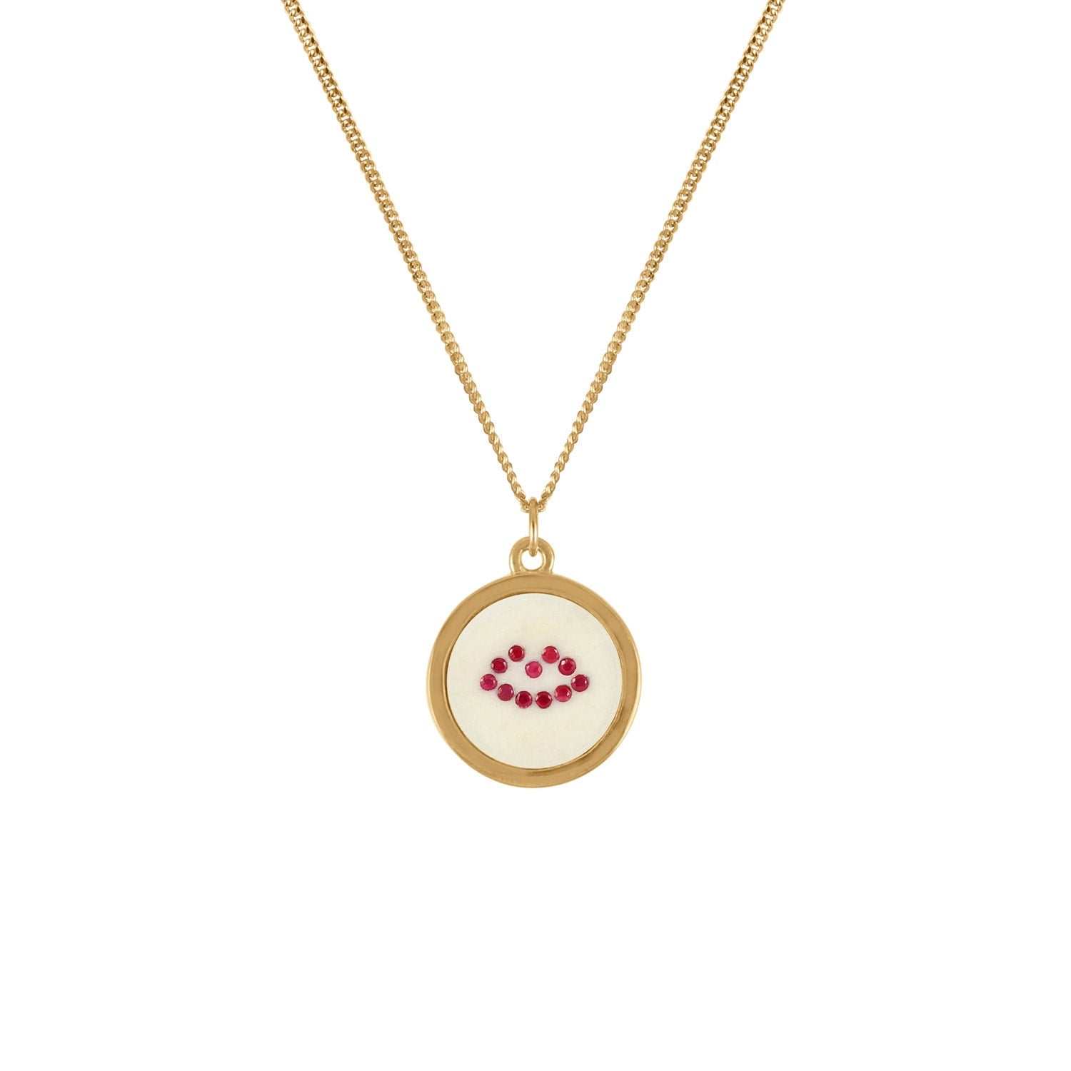 Ruby Lips Necklace - Gold