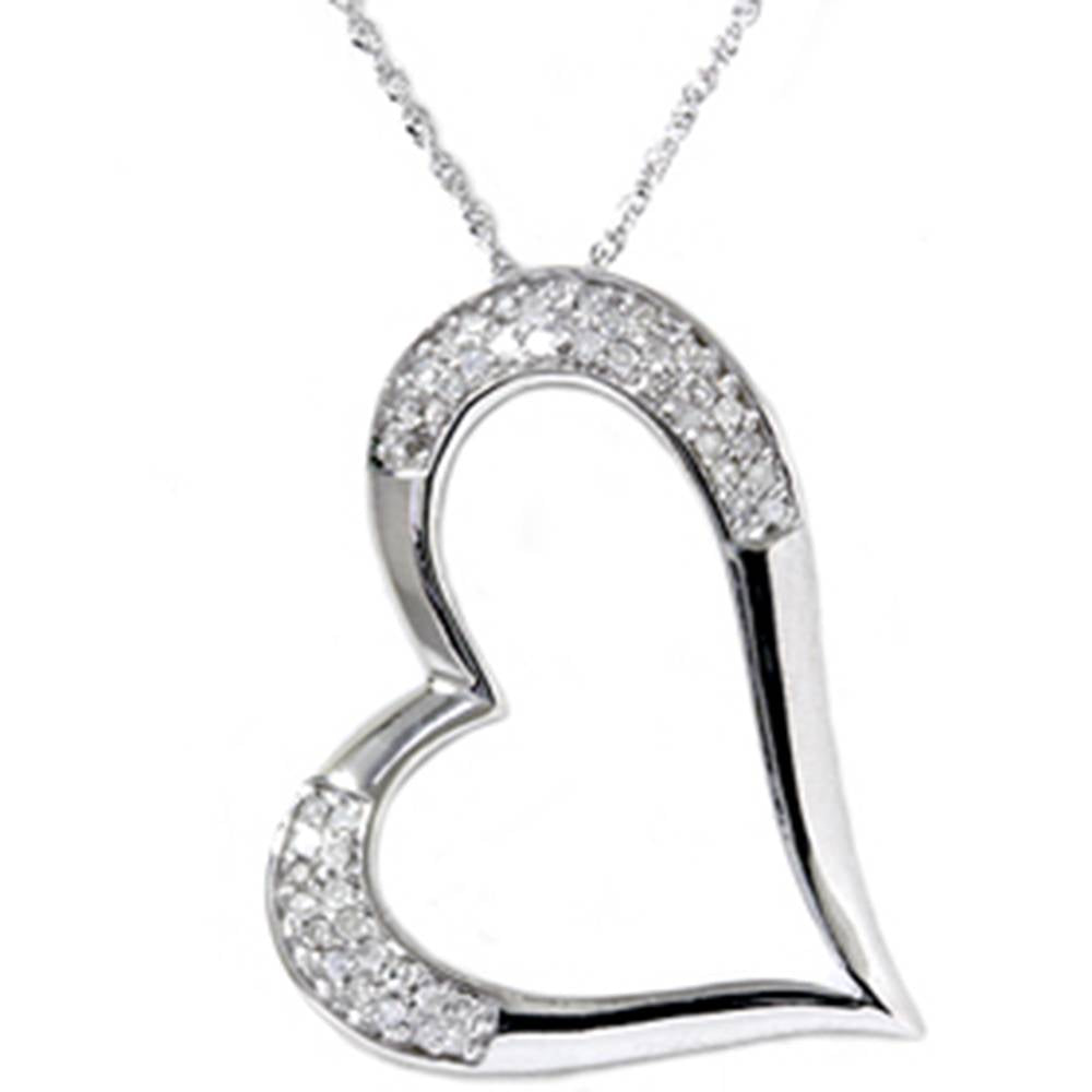 1/2 CT Pave Real Diamond Heart Shaped White Gold Pendant