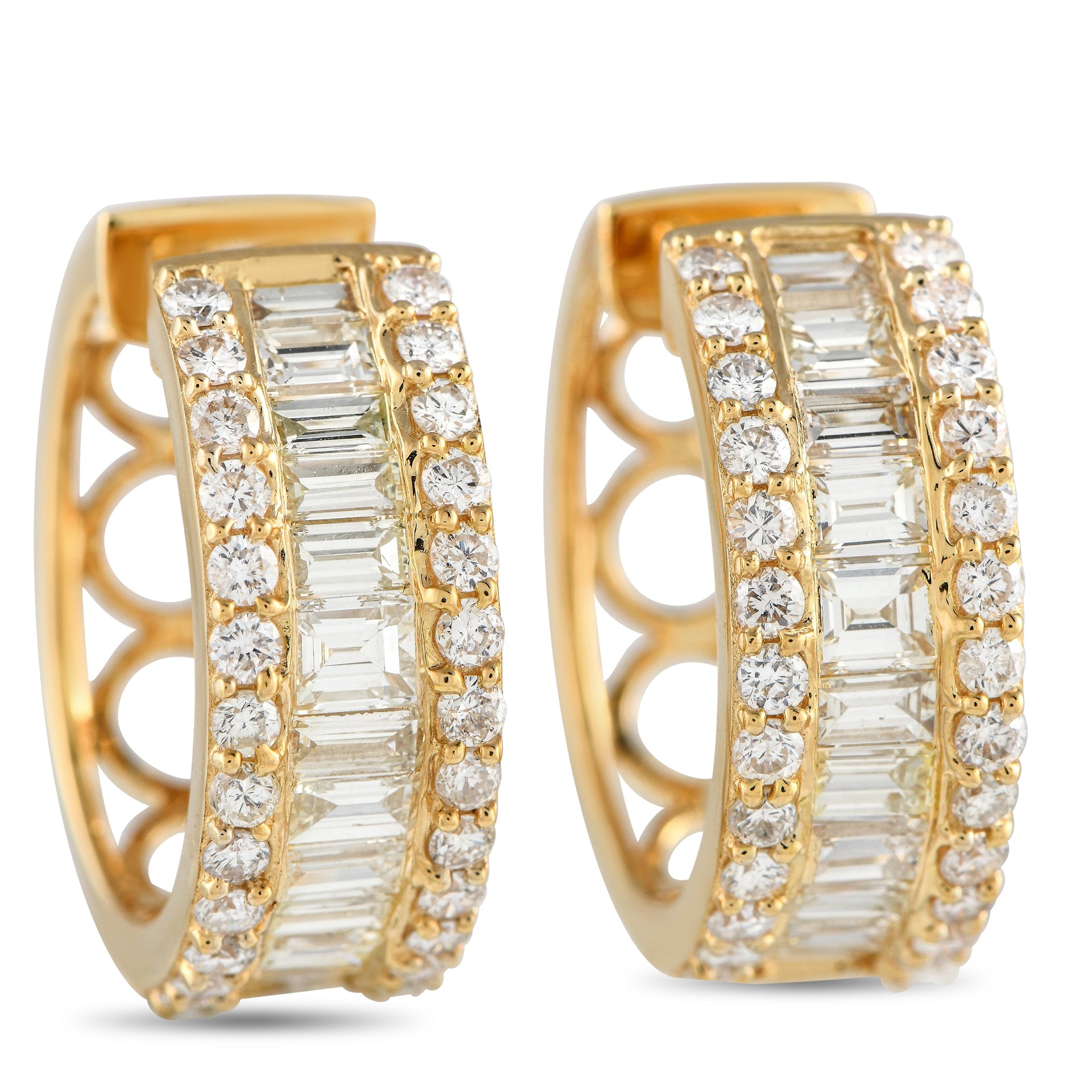 LB Exclusive 18K Yellow Gold 2.90ct Diamond Hoop Earrings
