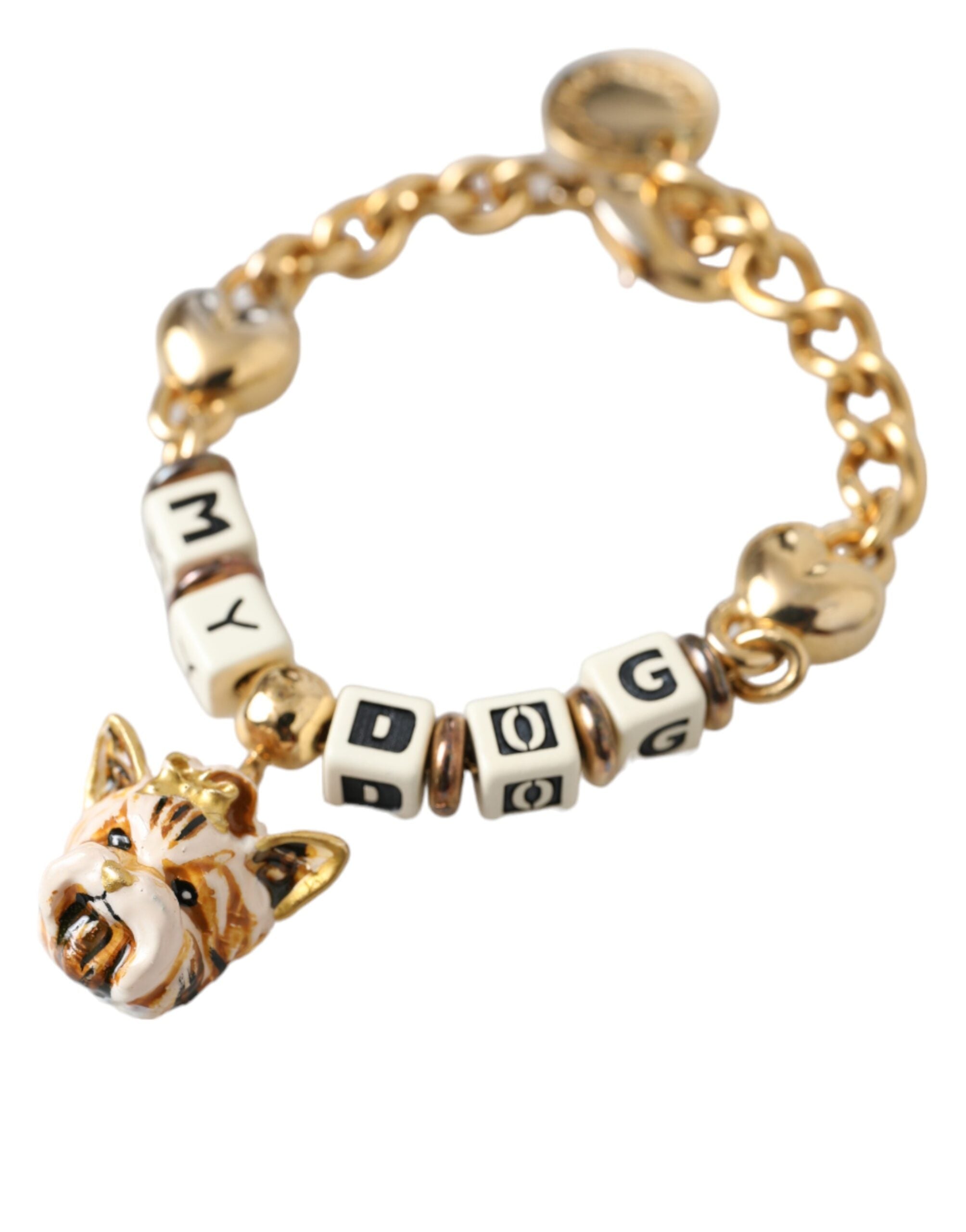 Dolce & Gabbana Tone Brass Chain MY DOG Heart Women's Bracelet