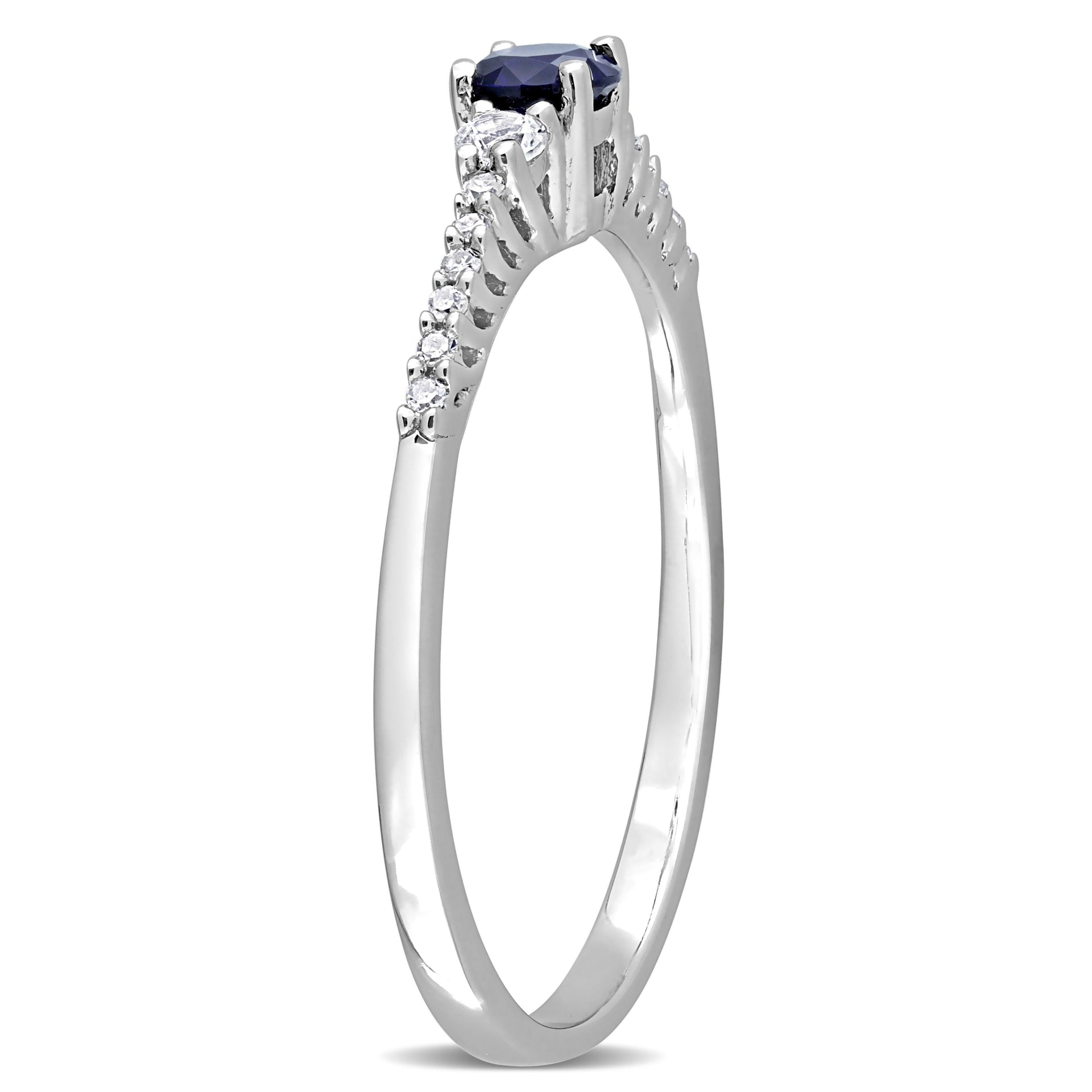 1/3 CT TGW Created Blue and Created White Sapphire and Diamond Accent Ring in Sterling Silver